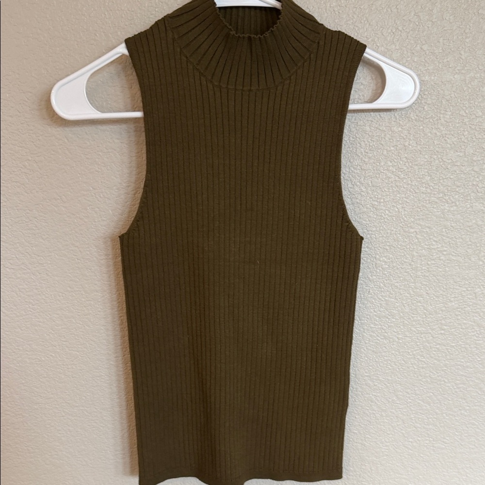 Madewell Khaki Ribbed Sleeveless Top